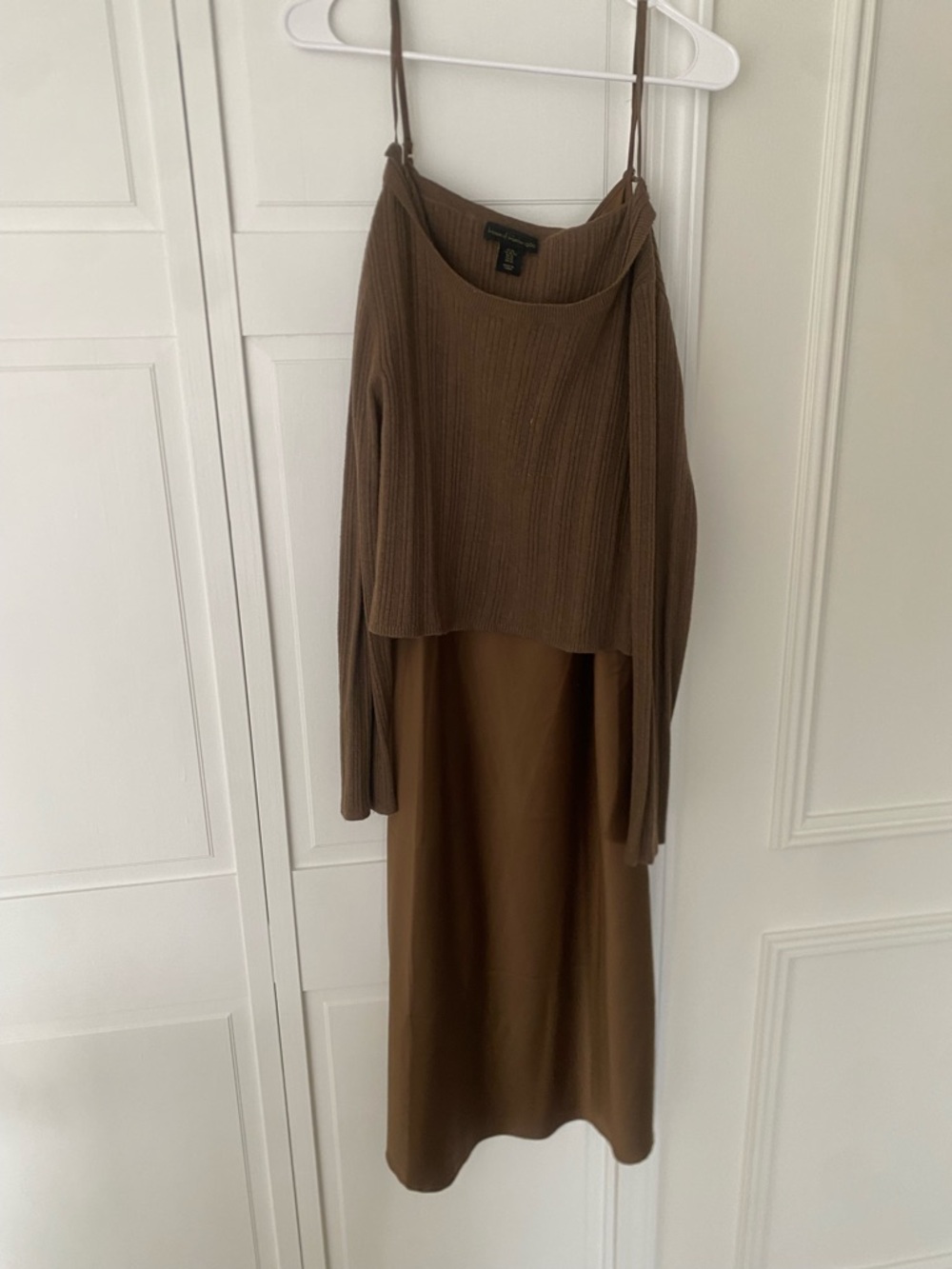 House of Harlow 1960 Brown Layered Knit Slip Dress